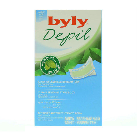 Byly Depil Large Mint- Green Tea Hair Removal 12 Strips