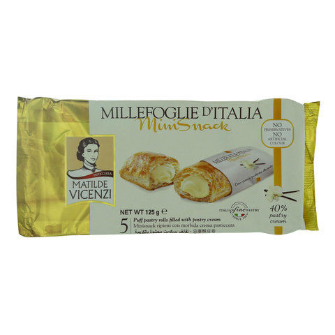 Matilde Vicenzi Puff Pastry Rolls Filled with Pastry Cream Mini Snack 125g