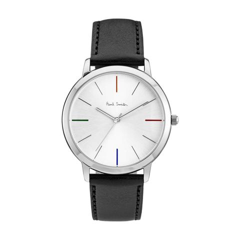 Paul Smith Men's Watch MA Analog White Dial Black Leather Band 41mm Case