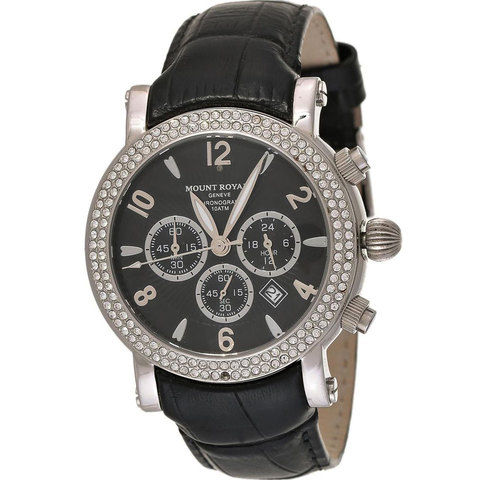 Mount Royale Women's Watch Black Dial Leather Band Sport-7Q22