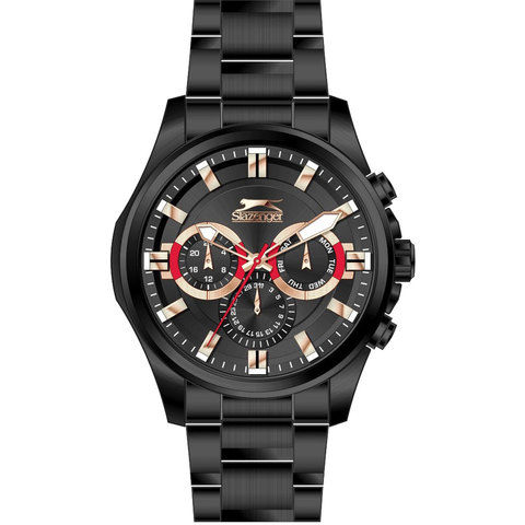 Slazenger Men's Multifunction Display Black Dial Black Stainless Steel Bracelet - SL.9.6023.2.03