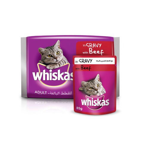 Whiskas Tender Bites Beef in Gravy Wet Cat Food Pouch 85g x4
