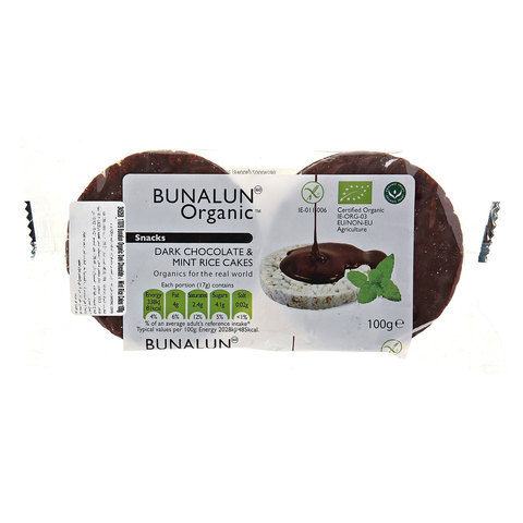 Bunalun Organic Dark Chocolate & Mint Rice Cake 100g