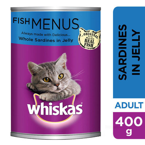 WHISKAS® Whole Sardines in Jelly Wet Cat Food Can 400g