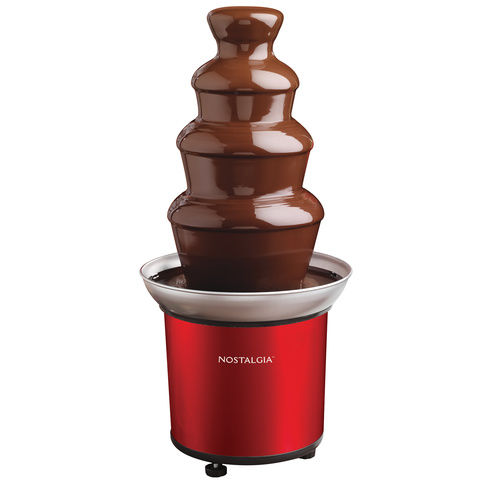 Nostalgia Retro Series 4-Tier Chocolate Fondue Fountain, 360W, Red, CFF986RR