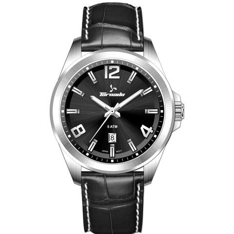 Tornado Men's Watch Analog Display Black Dial Black Genuine Leather Leather - T7007-SLBB