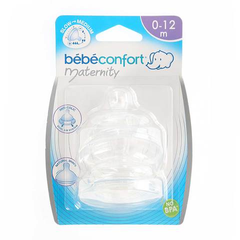 Bebeconfort Maternity Wide-Base Teat Silicone S.1 - 3 Speeds Slow-Medium x2
