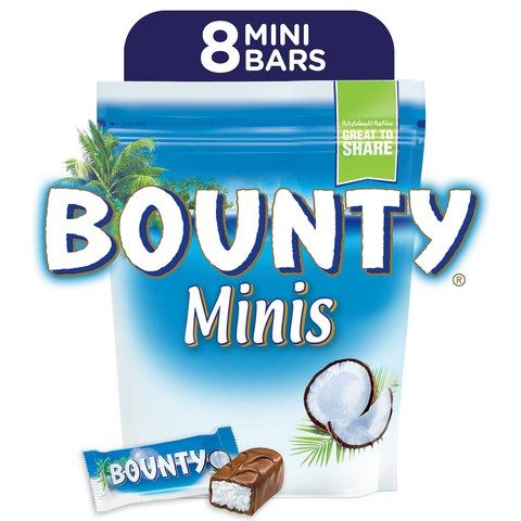 Bounty® Minis Milk Chocolate Mini Bars Pouch 228g (8pcs)