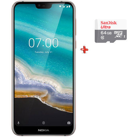 Nokia 7.1 32Gb Dual Sim 4G Steel + Micro Sd 64Gb