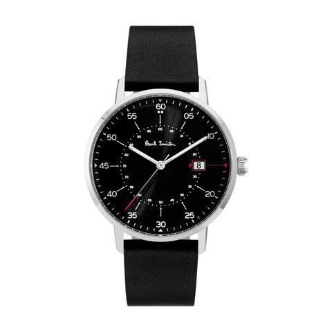 Paul Smith Men's Watch Gauge Analog White Dial Black Leather Band 41mm Case