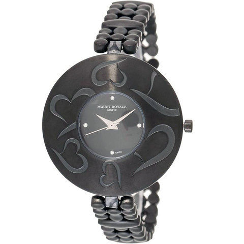 Mount Royale Women's Watch Black Dial Stainless Steel Band-20067IP
