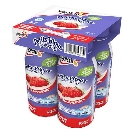 Yoplait Petit Filous Strawberry Drinkable Yoghurt 100mlx4