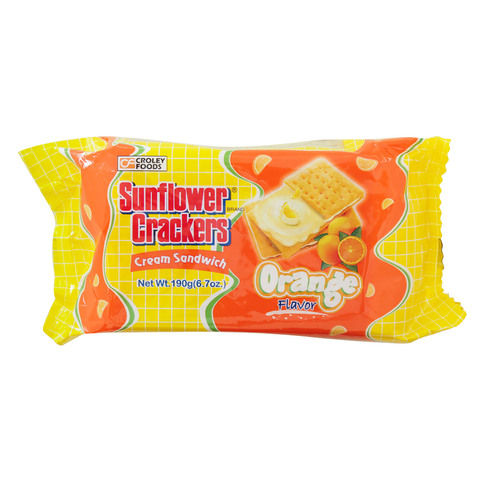 Croley Foods Sunflower Crackers Orange Flavor Cream Sandwich 190g
