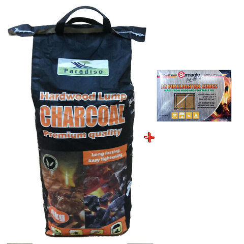 Paradiso Charcoal 4kg+Somagic 32 Firelighter Cubes