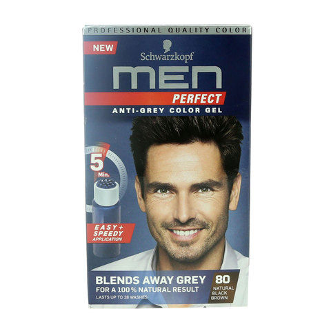Schwarzkopf Men Perfect 80 Natural Black Brown Anti-Grey Color Gel