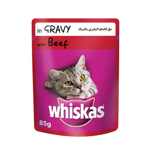 WHISKAS® Tender Bites® Beef in Gravy Wet Cat Food Pouch 85g