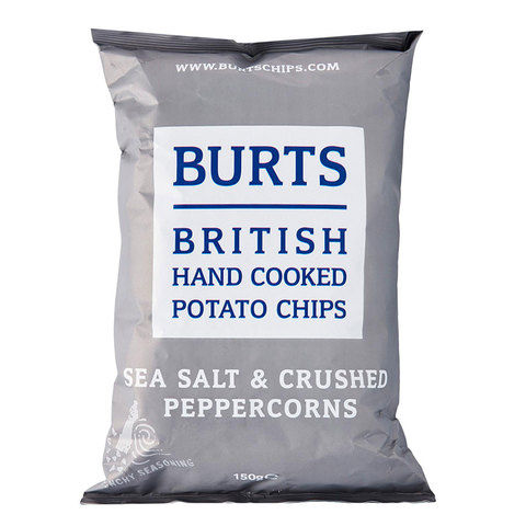 Burts British Hand Cooked Potato Chips Sea Salt & Crushed Peppercorns 150g