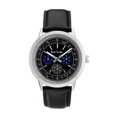 Paul Smith Men's Watch Precision Analog Black Dial Black Leather Band 42mm Case