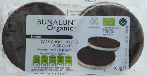 Bunalun Organic Dark Chocolate Rice Cakes 100g