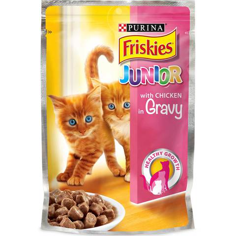 Purina Friskies Junior With Chicken In Gravy Cat Food Single Serve Pouch 100g Buy Online In French Guiana At Desertcart Productid