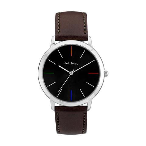 Paul Smith Men's Watch MA Analog Black Dial Brown Leather Band 41mm Case