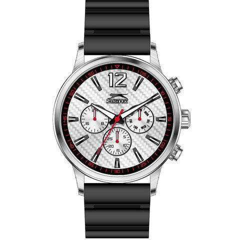 Slazenger Men's Multifunction Display Silver Dial Black Silicon Bracelet - SL.9.6022.2.04