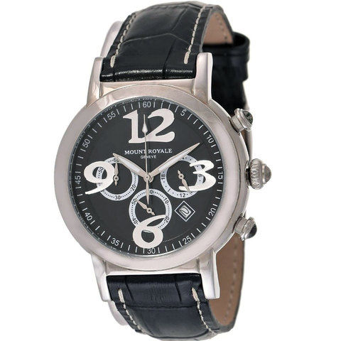Mount Royale Unisex Watch Black Dial Leather Band Sport-7P91