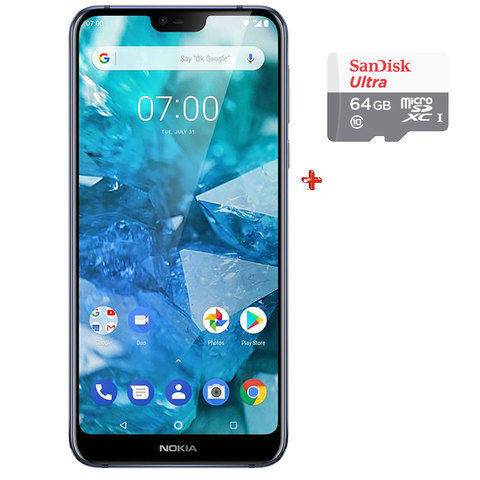 Nokia 7.1 32Gb Dual Sim 4G Blue + Micro Sd 64Gb