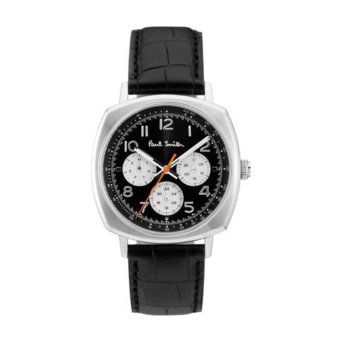 Paul Smith Men's Watch Atomic Analog Black Dial Black Leather Band 39mm Case
