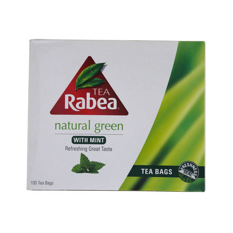 Rabea Tea Natural Green Tea With Mint 100 Tea Bags
