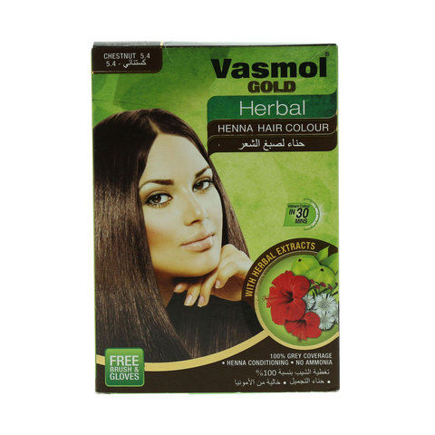 Vasmol Gold Herbal 5.4 Chestnut Henna Hair Colour 60G