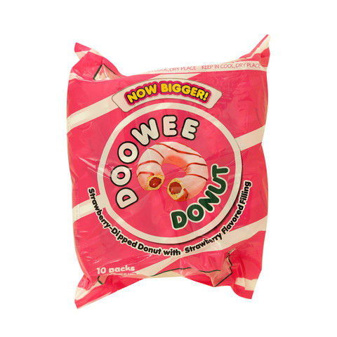 Doowee Donut Strawberry Dipped Donut with Strawberry Flavored Filling 44gx10