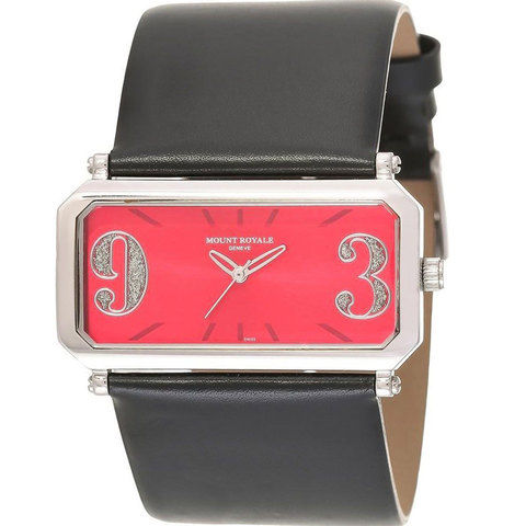 Mount Royale Women's Watch Red Dial Leather Band Watch-8Q14 LB