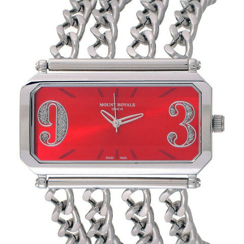 Mount Royale Women's Watch Red Dial Stainless Steel Band-8Q14 MT