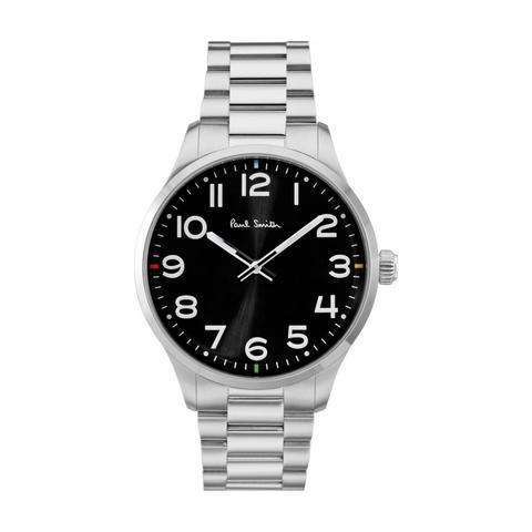 Paul Smith Men's Watch Tempo Analog Black Dial Silver Stainless Steel Band 41mm Case