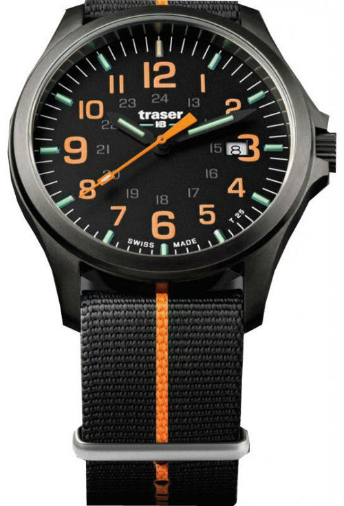 Traser H3 Watch Officer Pro  Metal Black Orange Nato