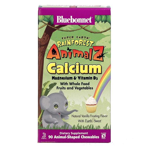 Bluebonnet tion Super Earth Rainforest Animalz Calcium Vanilla - 250 mg - 90 Chewables