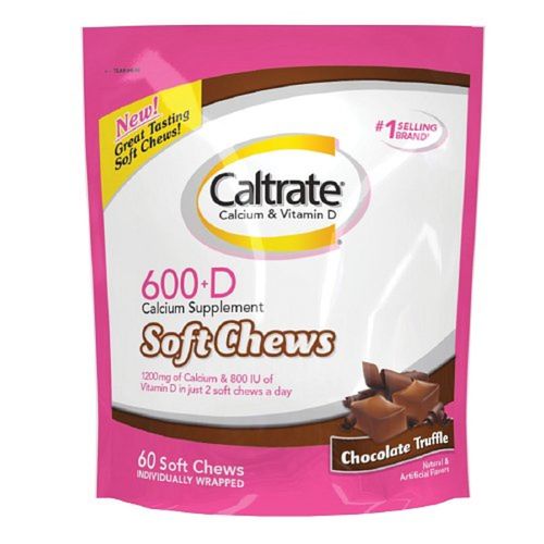 Caltrate 600+D Soft Chews 600 mg Chocolate Truffle - 60 Soft Chews