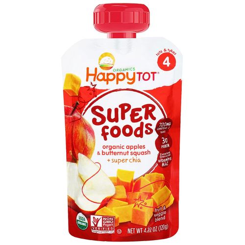 Happy Tot  Superfoods Fruit and Vegetable Mixes Apple and Butternut Squash - 16 - 4.22 oz Pouches