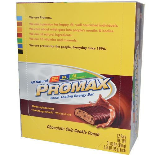 Promax tion Energy Bar Chocolate Chip Cookie Dough - 12 pack