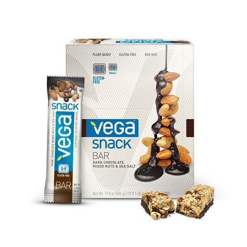 Vega Snack Bar Dark Chocolate Mixed Nuts &amp; Sea Salt - 12 - 1.48 oz Bars