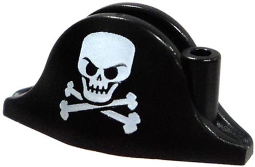 LEGO Minifigure Parts Black Pirate Hat with Large Skull and Cross Minifigure Accessory [Loose]