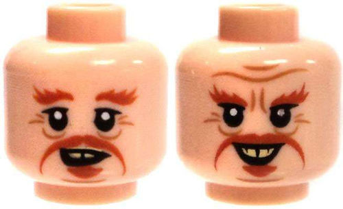 LEGO Minifigure Parts Light  with Orange Moustache and Bushy Eyebrows Head [Dual-Sided Print Loose]