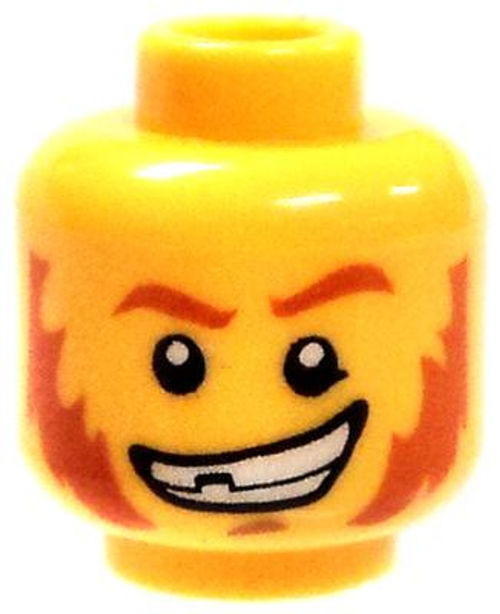 LEGO Minifigure Parts Red Eyebrows and Sideburns with Large Grin Minifigure Head [Yellow Male Loose]
