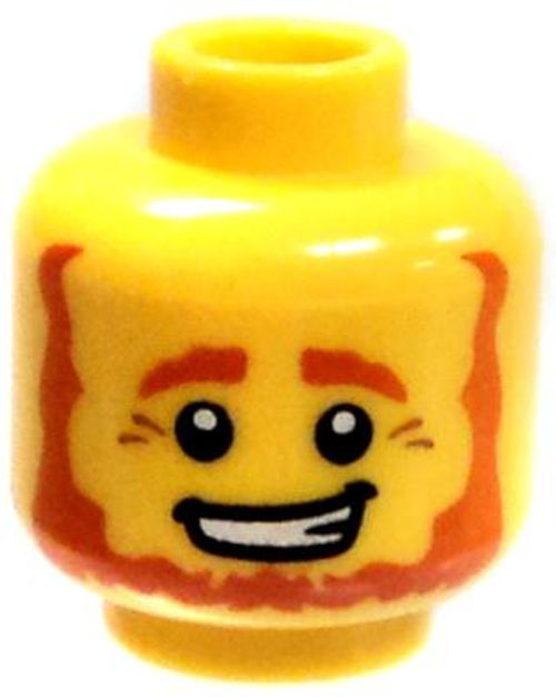 LEGO Minifigure Parts Yellow Male with Red Beard, Crows Feet & Big Grin Minifigure Head [Loose]