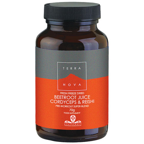 Terra Nova Fresh Freeze Dried Beetroot Juice, Cordyceps & Reishi Pre-Workout Super Blend 70g