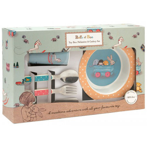 Belle & Boo The Toy Box 6 Piece Melamine & Cutlery Set