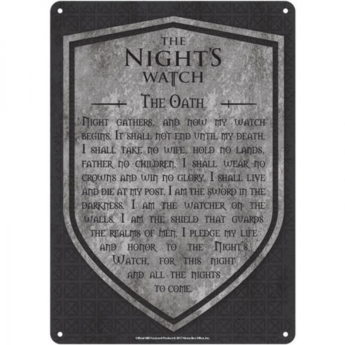 Game of Thrones The Night's Watch Oath Small Tin Sign