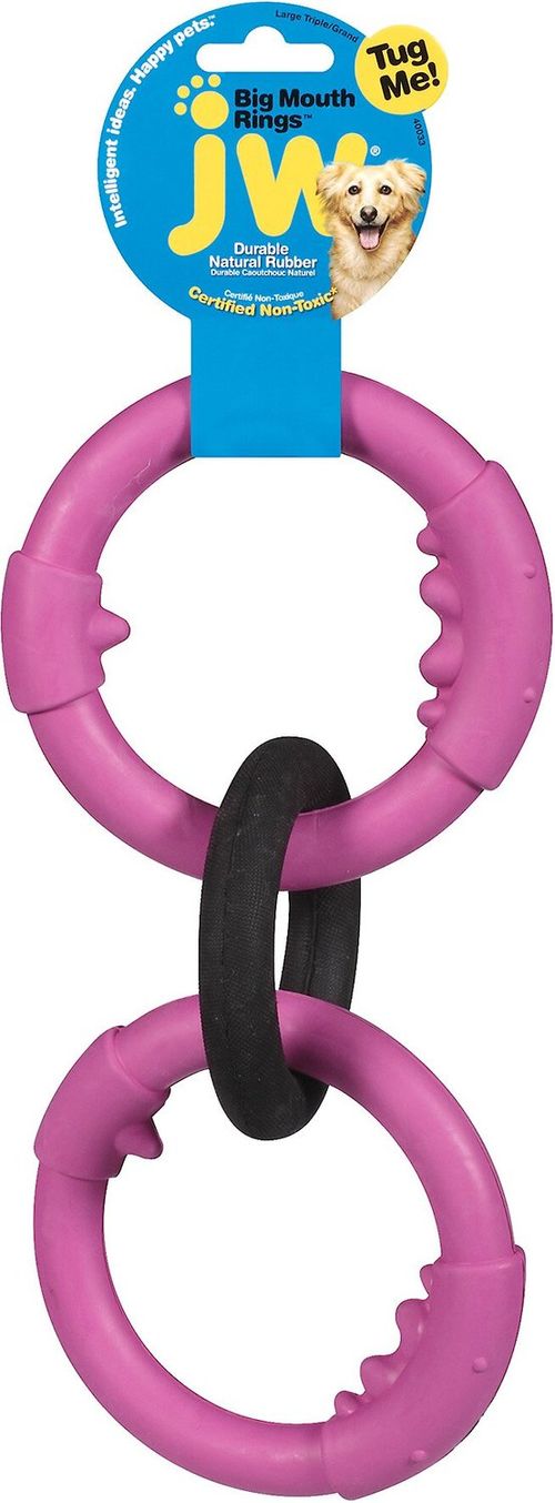 JW Pet Big Mouth Triple Ring Dog Toy, Color Varies