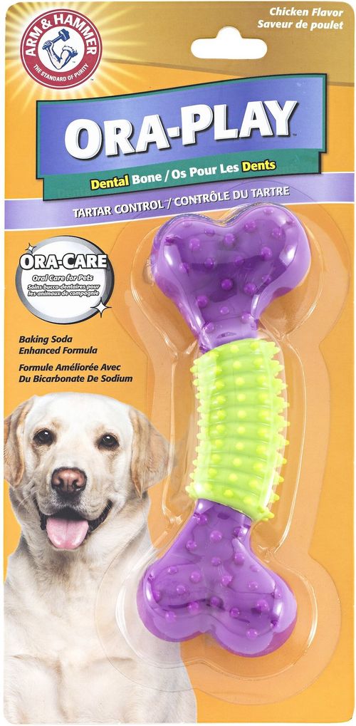 Arm & Hammer Ora-Play Dental Chicken Flavor Dog Bone Toy 